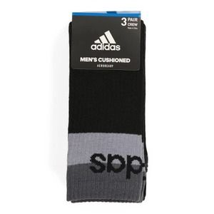 Adidas Men's Cushioned Blocked Linear Three Pack Crew. Black/Gray NWT